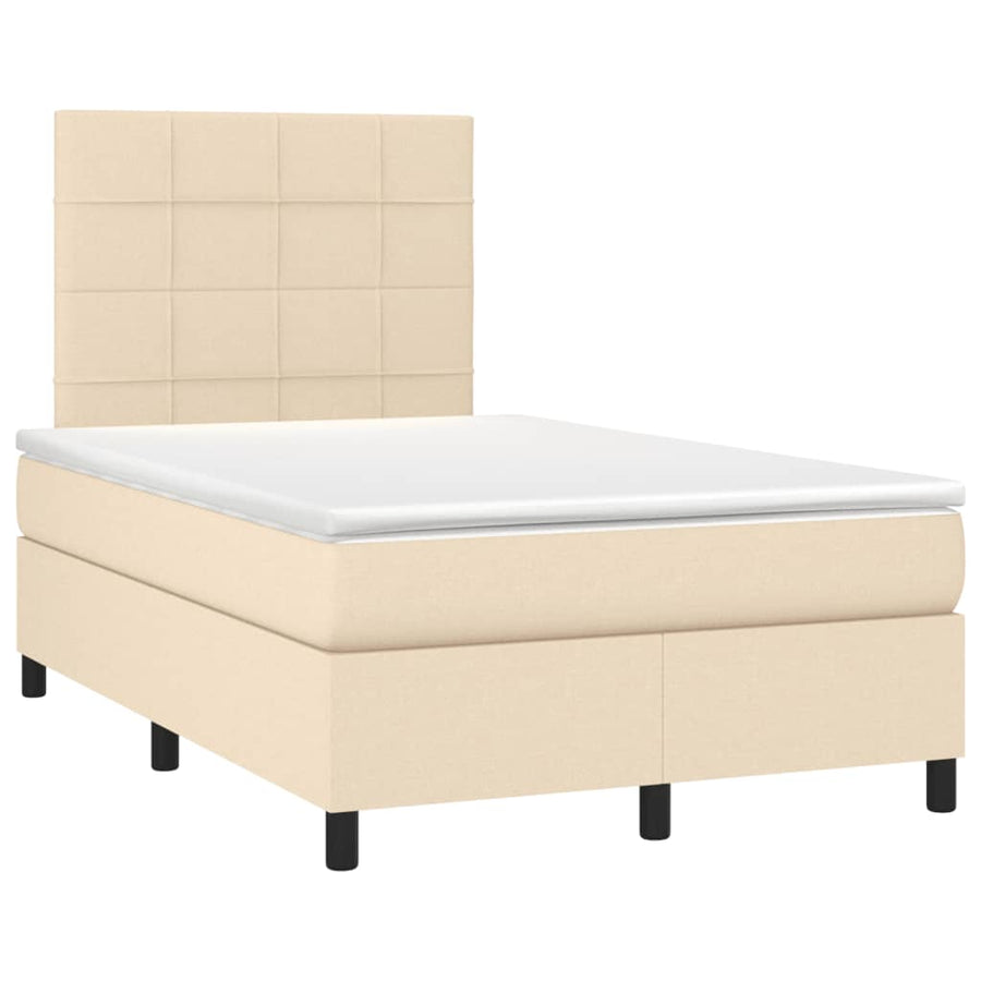 Boxspring met matras stof crèmekleurig 120x190 cm