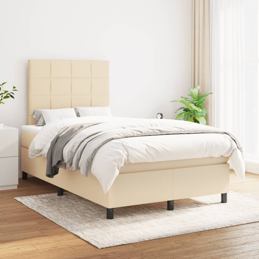 Boxspring met matras stof crèmekleurig 120x190 cm