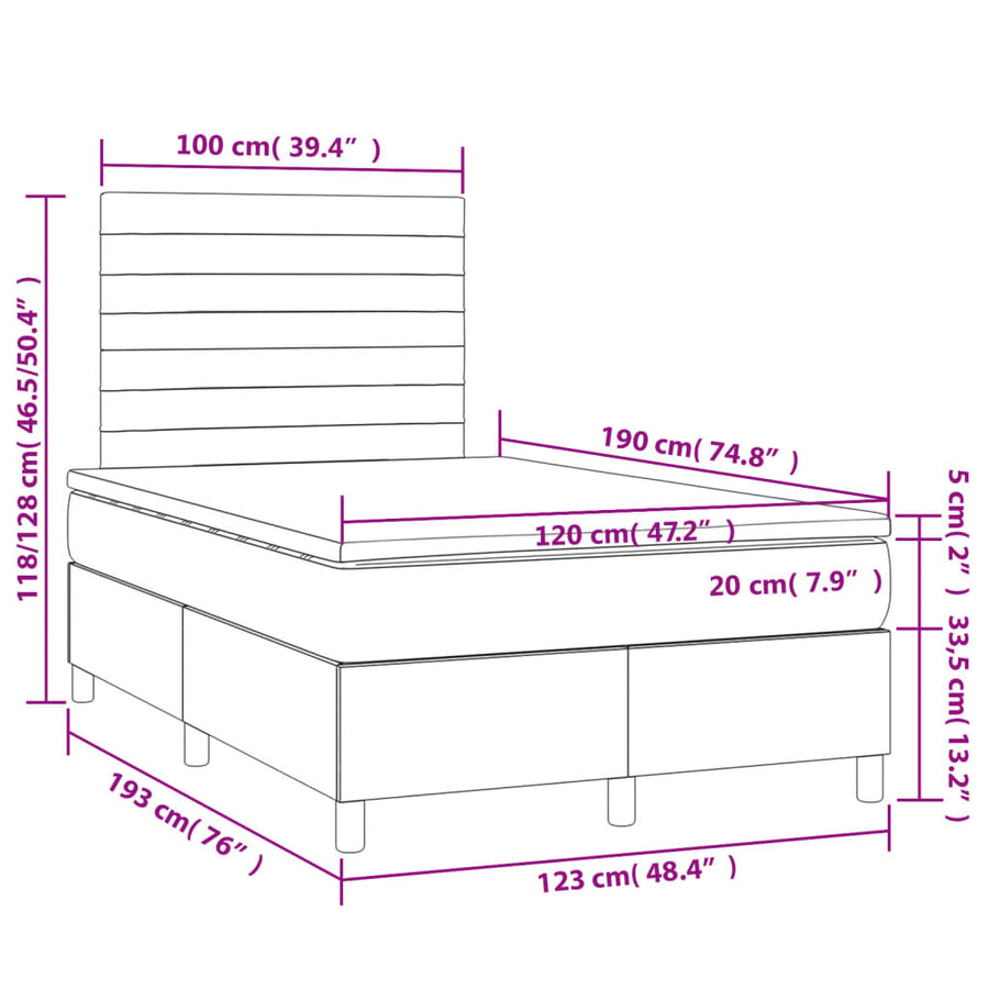 Boxspring Met Matras Stof Lichtgrijs 120X190 Cm