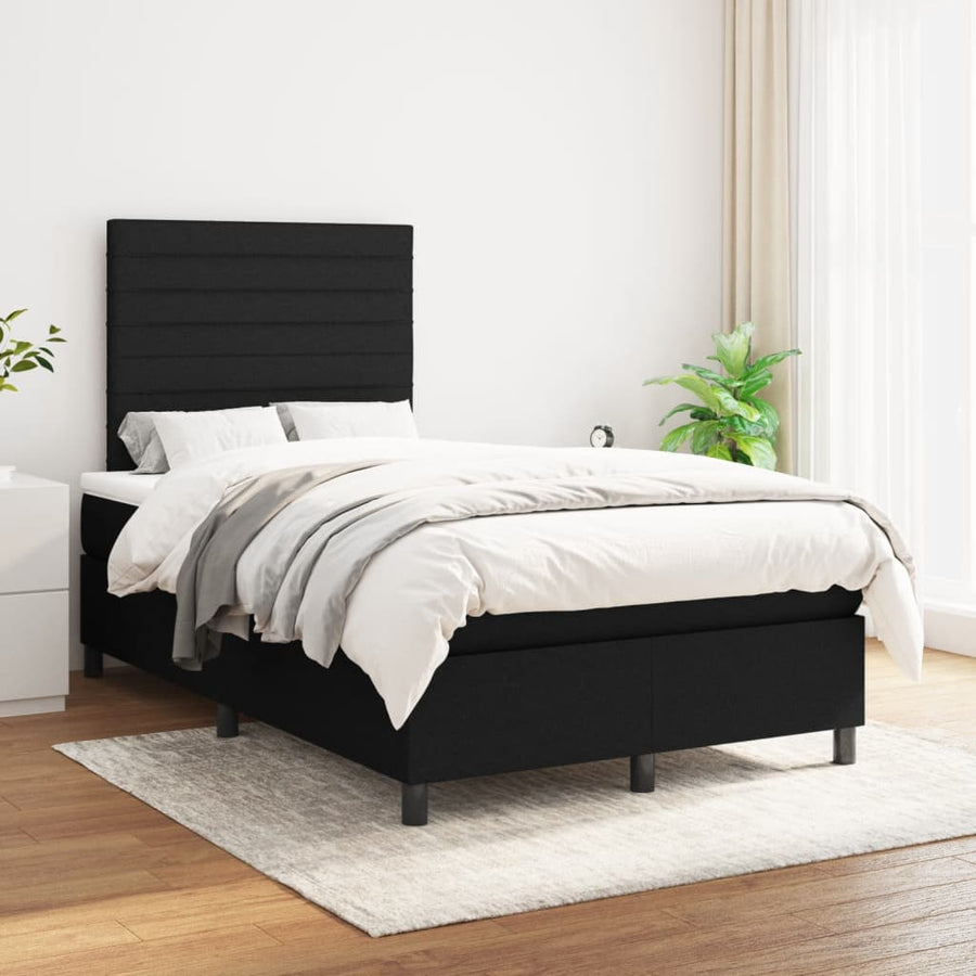 Boxspring Met Matras Stof Zwart 120X190 Cm