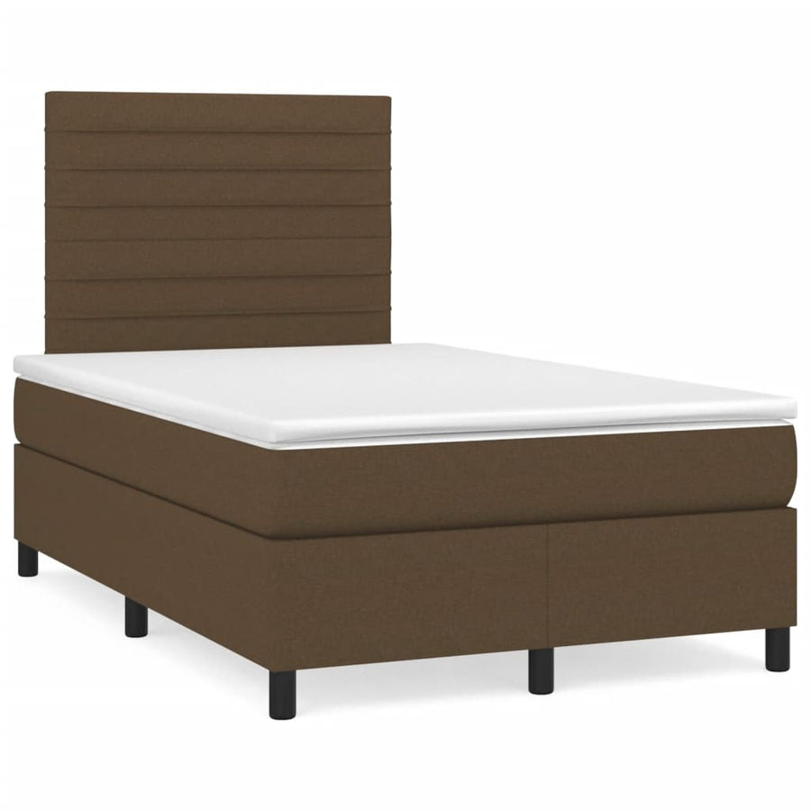 Boxspring Met Matras Stof Donkerbruin 120X190 Cm