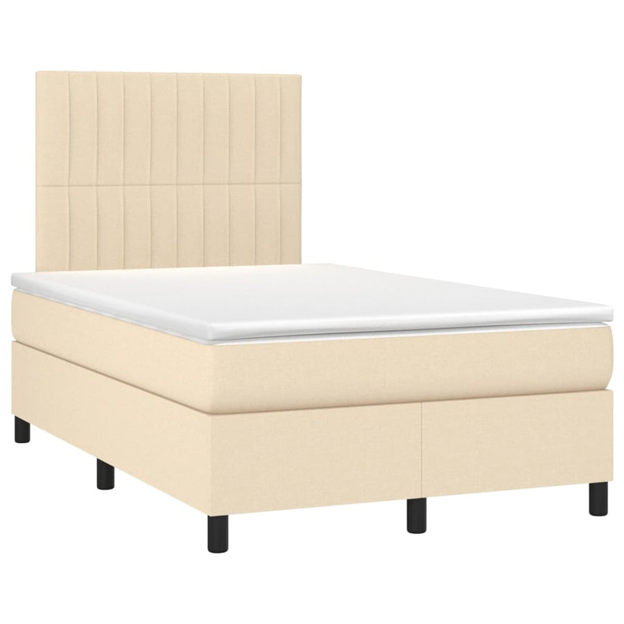 Boxspring met matras stof crèmekleurig 120x190 cm