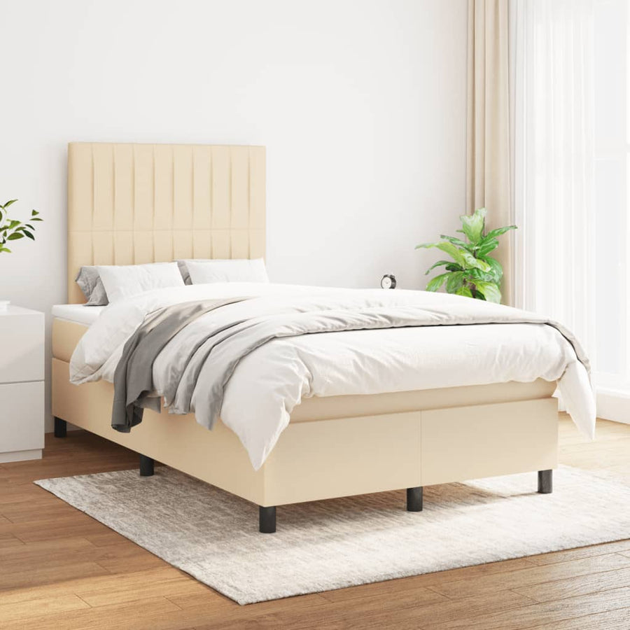 Boxspring met matras stof crèmekleurig 120x190 cm