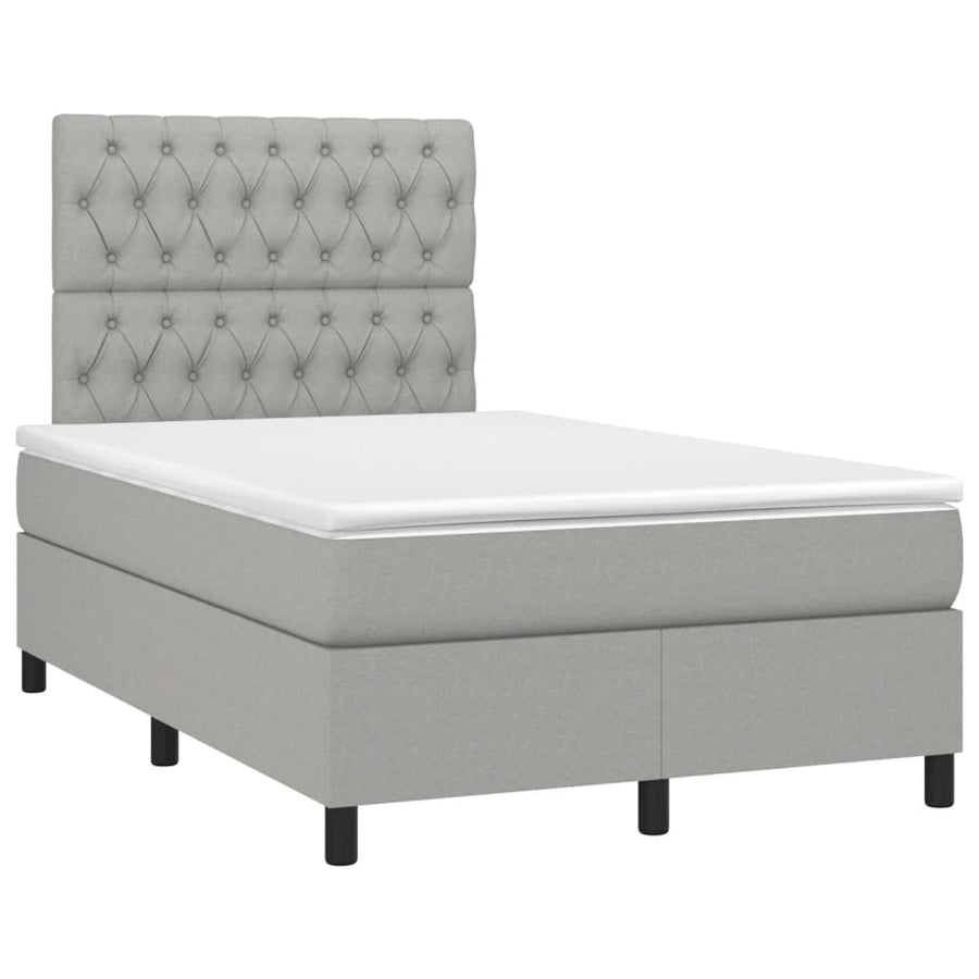 Boxspring Met Matras Stof Lichtgrijs 120X190 Cm