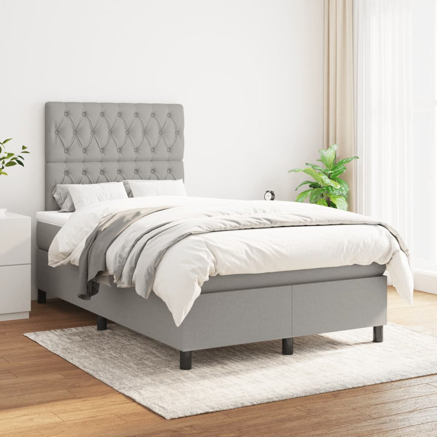 Boxspring Met Matras Stof Lichtgrijs 120X190 Cm