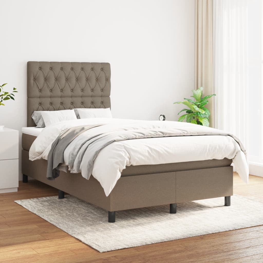 Boxspring met matras stof taupe 120x190 cm
