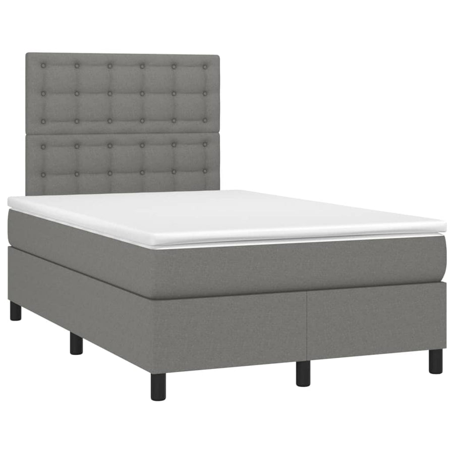 Boxspring met matras stof donkergrijs 120x190 cm