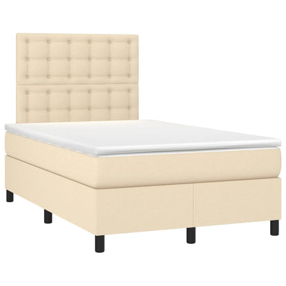 Boxspring met matras stof crèmekleurig 120x190 cm