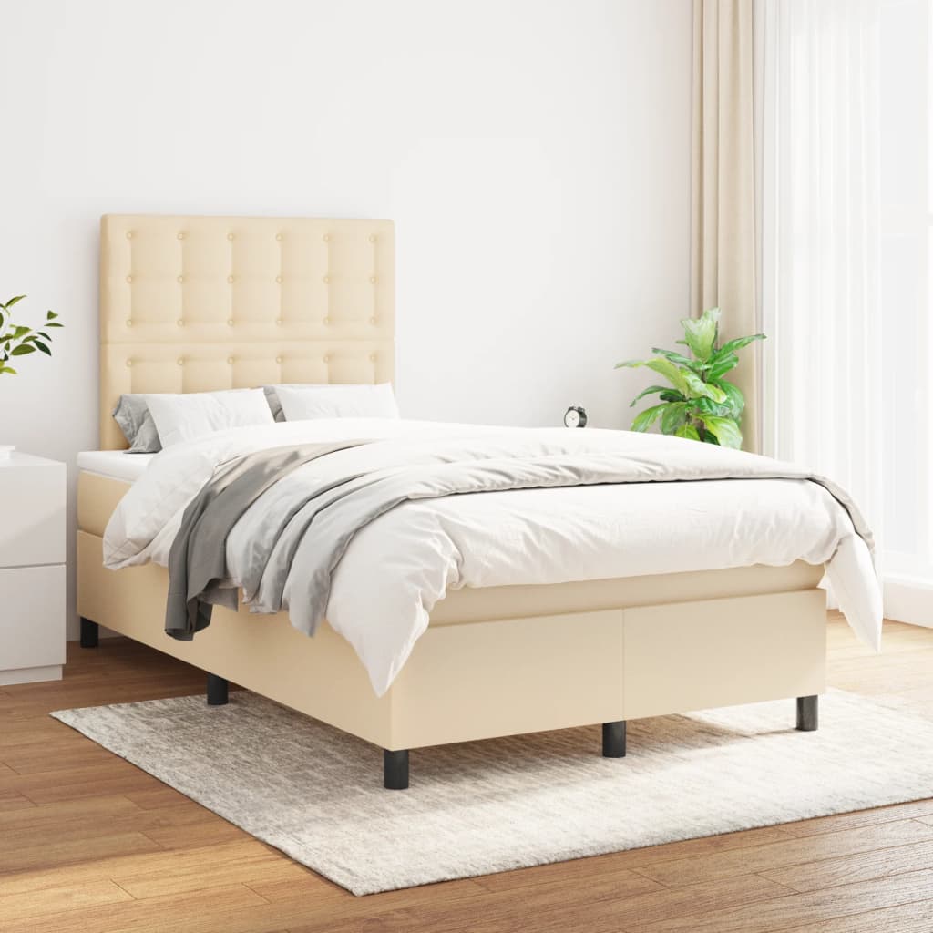 Boxspring met matras stof crèmekleurig 120x190 cm