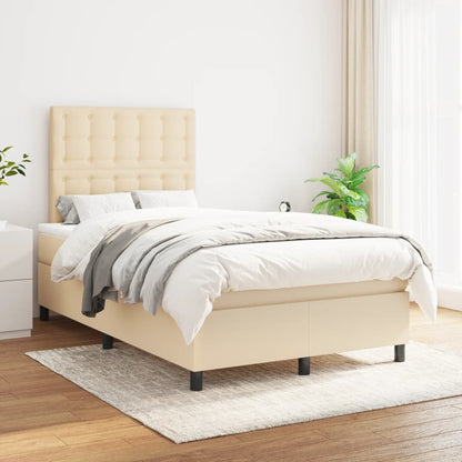 Boxspring met matras stof crèmekleurig 120x190 cm