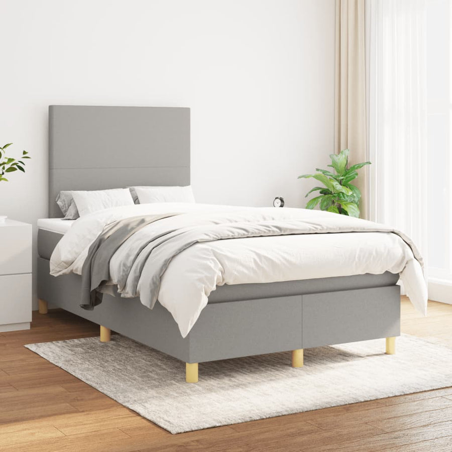 Boxspring met matras stof lichtgrijs 120x190 cm