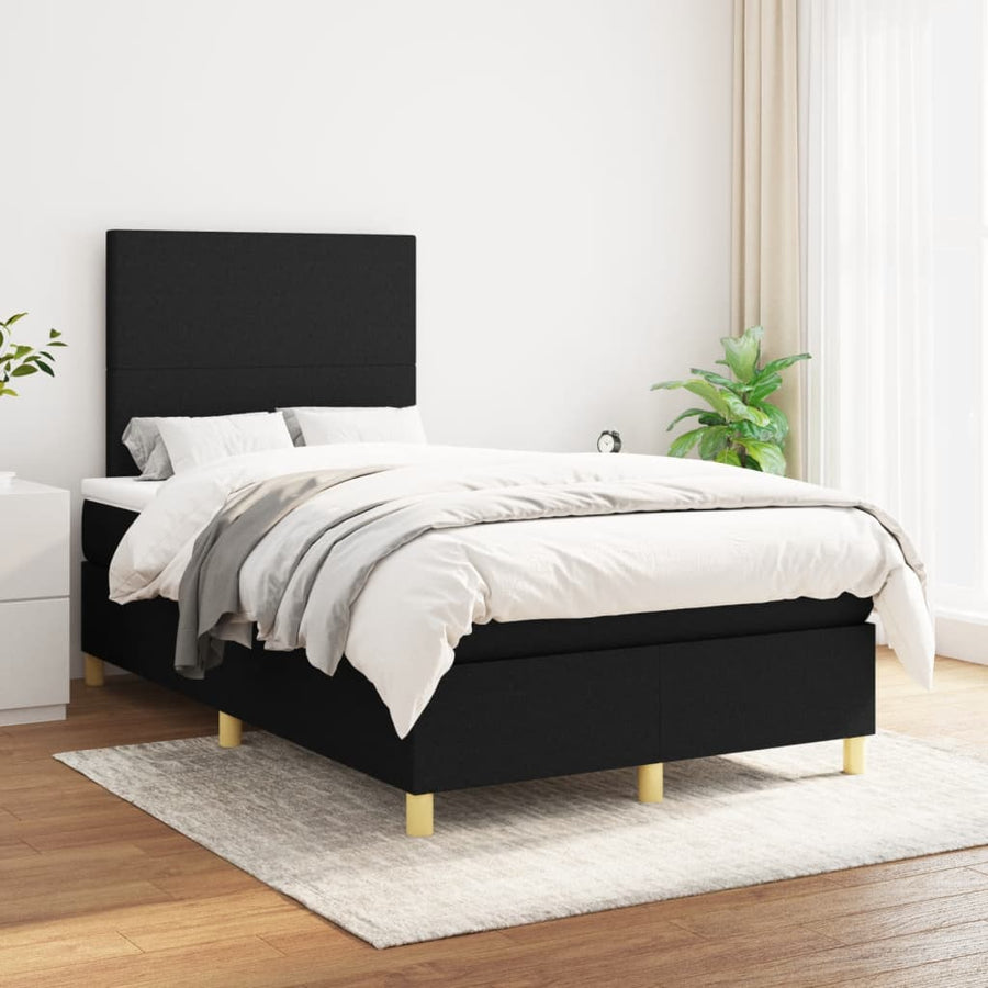 Boxspring met matras stof zwart 120x190 cm