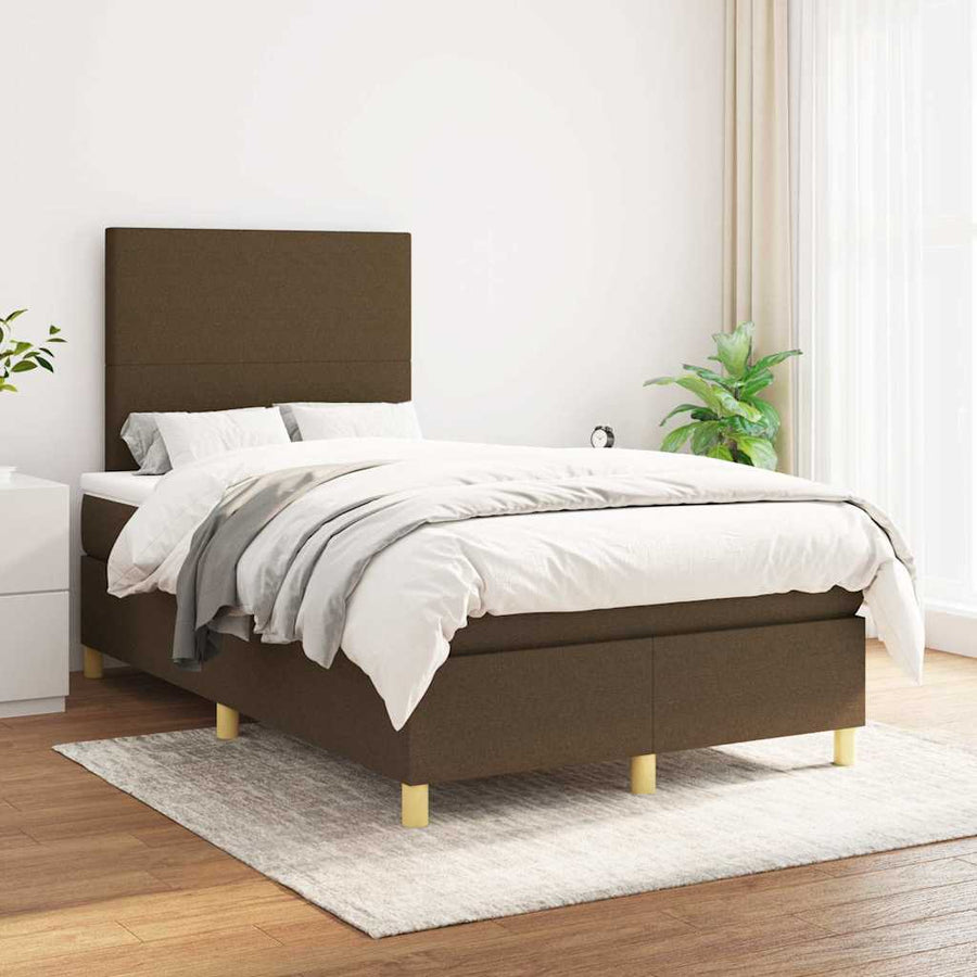 Boxspring Met Matras Stof 120 x 190 cm Donkerbruin