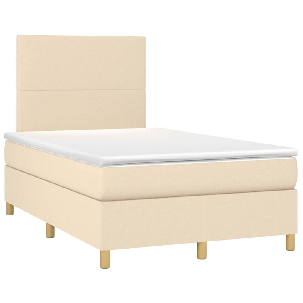 Boxspring Met Matras Stof Kleurig 120 x 190 cm Crème