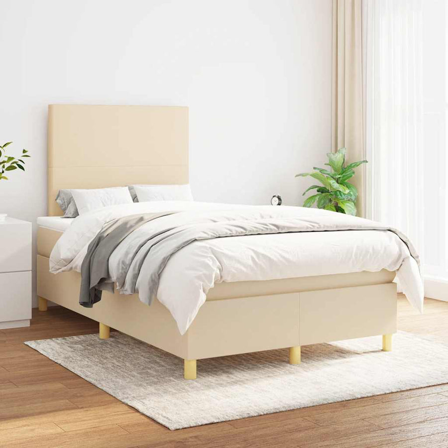 Boxspring Met Matras Stof Kleurig 120 x 190 cm Crème