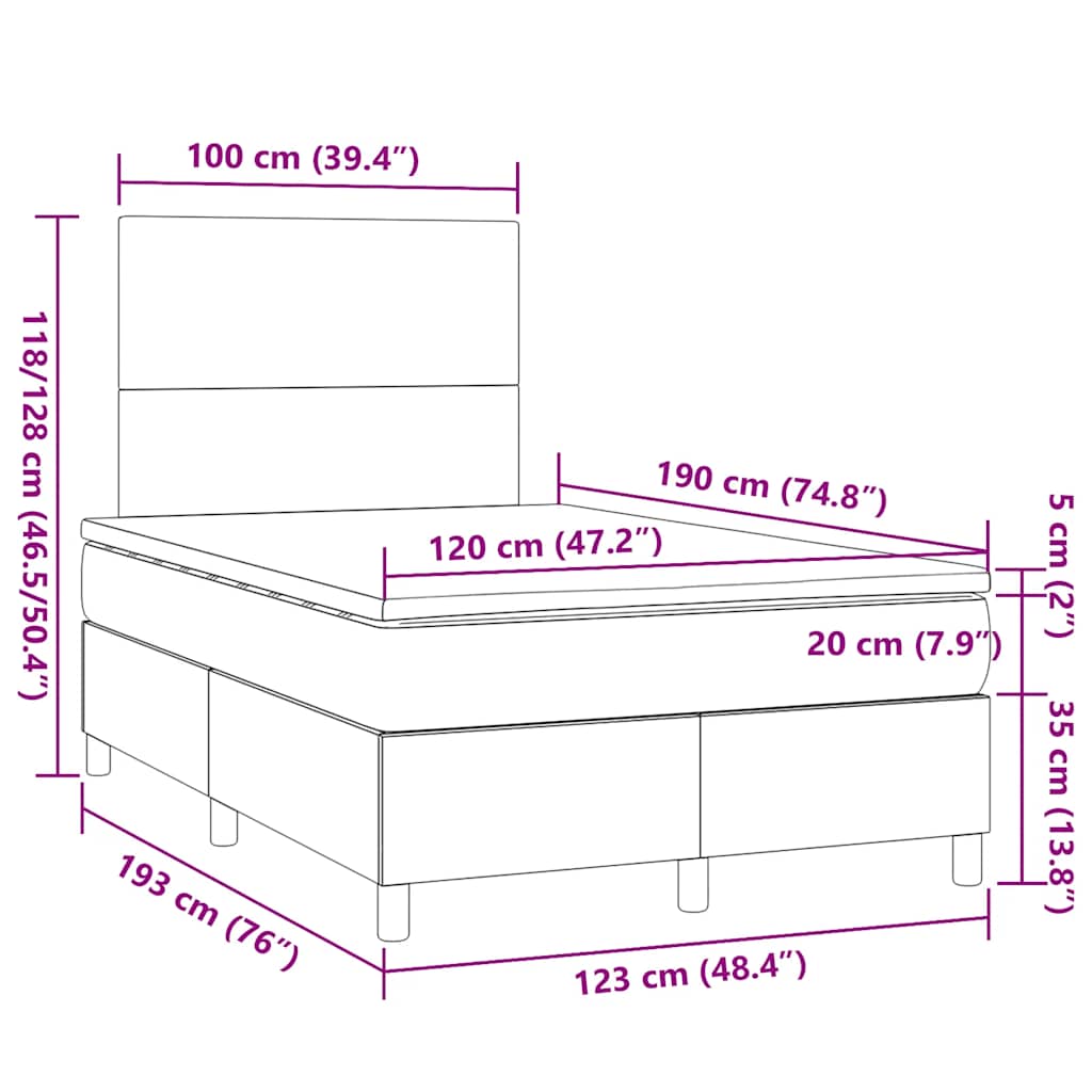 Boxspring Met Matras Stof Kleurig 120 x 190 cm Crème