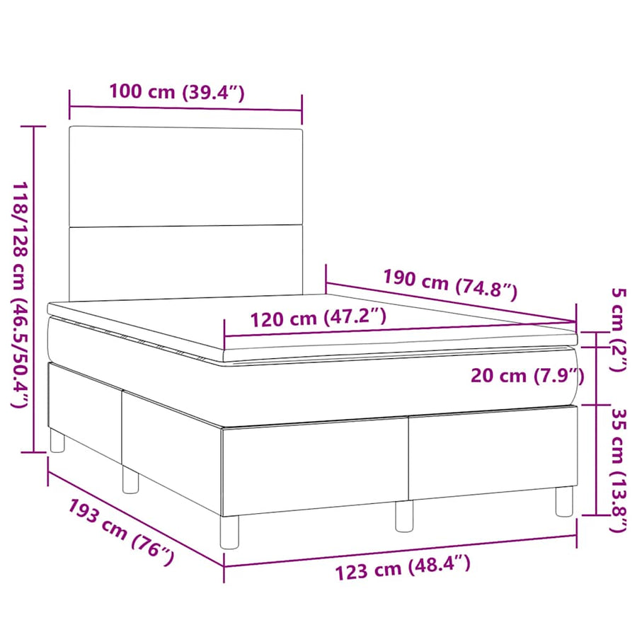 Boxspring Met Matras Stof Kleurig 120 x 190 cm Crème