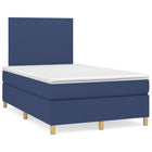 Boxspring met matras stof blauw 120x190 cm