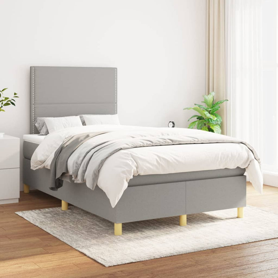 Boxspring met matras stof lichtgrijs 120x190 cm