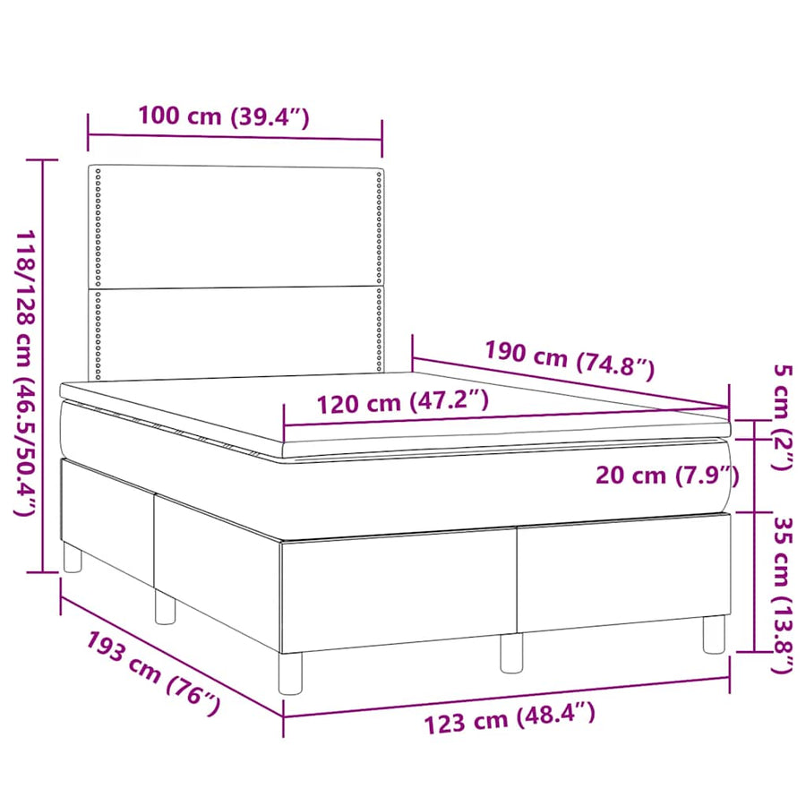 Boxspring Met Matras Stof 120 x 190 cm Blauw