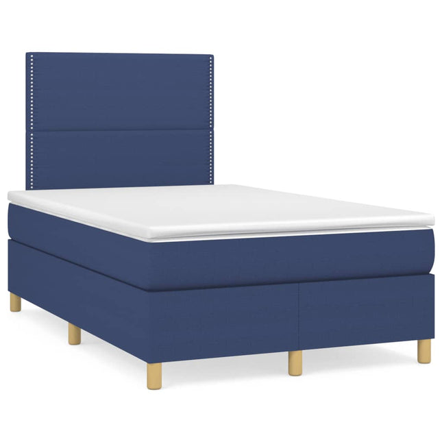 Boxspring met matras stof blauw 120x190 cm