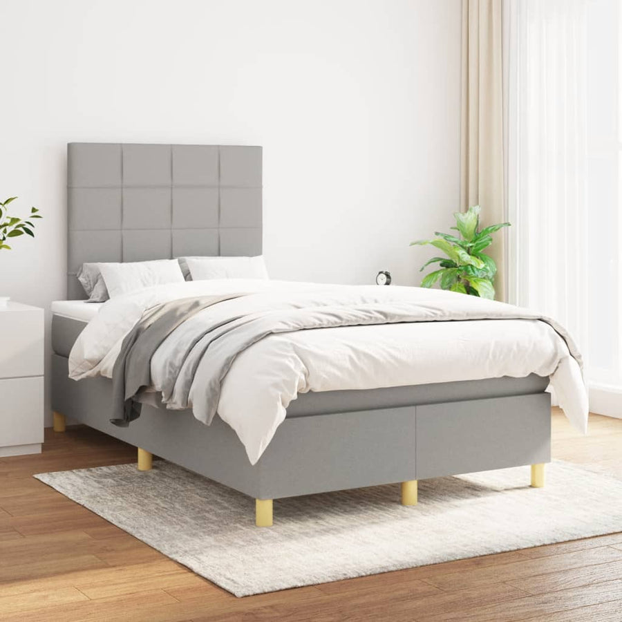 Boxspring met matras stof lichtgrijs 120x190 cm