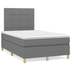 Boxspring met matras stof donkergrijs 120x190 cm 120 x 190 cm Donkergrijs