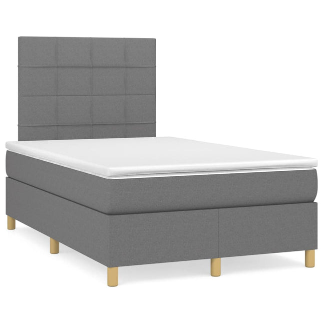 Boxspring met matras stof donkergrijs 120x190 cm 120 x 190 cm Donkergrijs