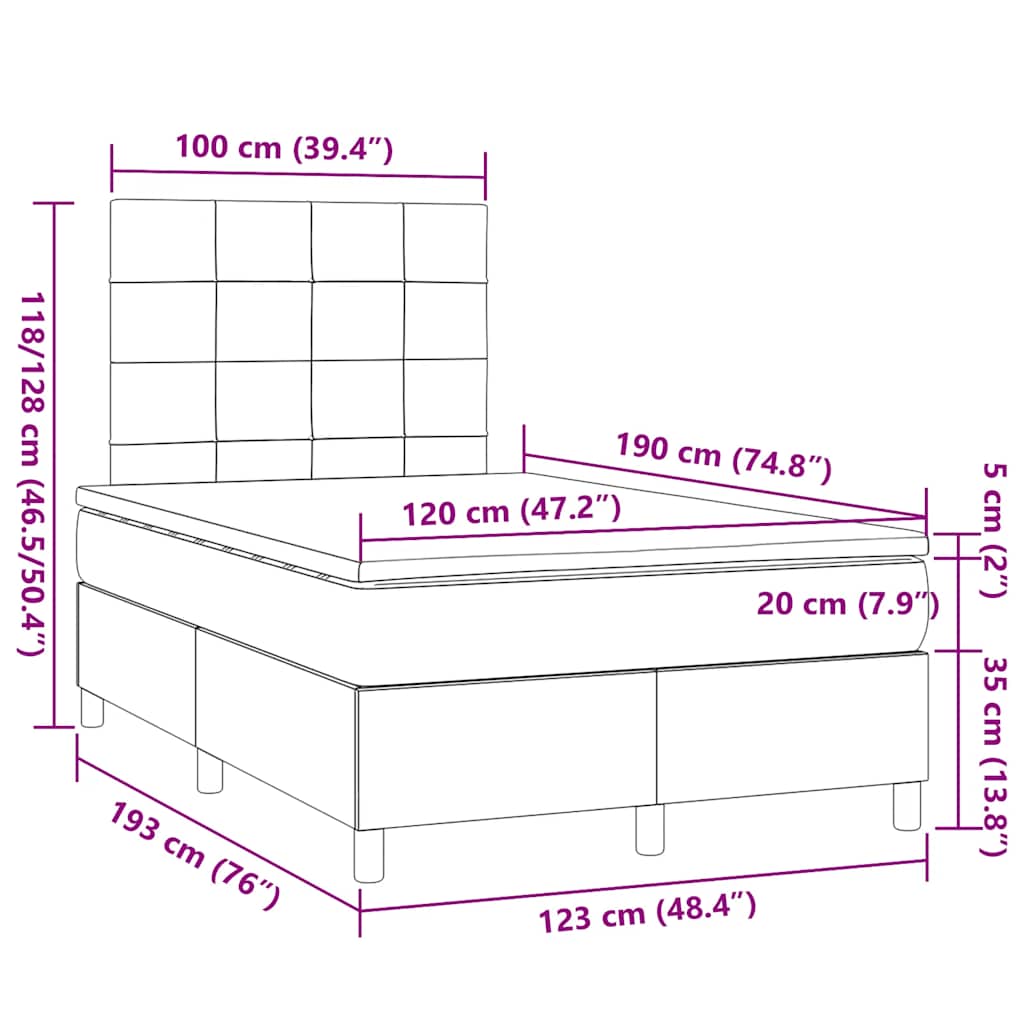 Boxspring Met Matras Stof Kleurig 120 x 190 cm Crème