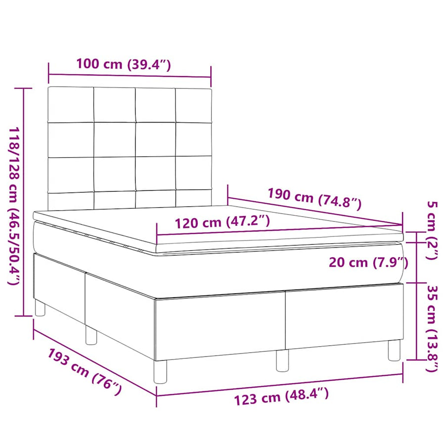 Boxspring Met Matras Stof 120 x 190 cm Blauw