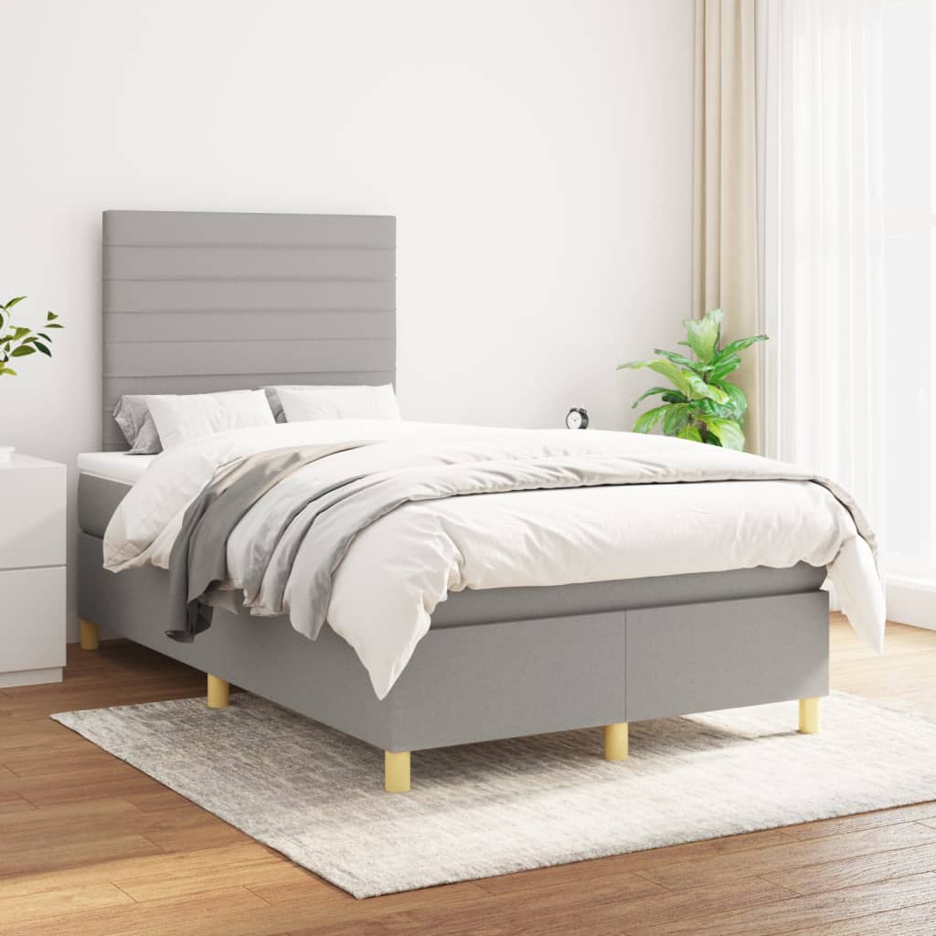 Boxspring met matras stof lichtgrijs 120x190 cm