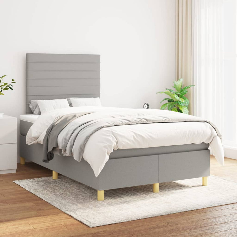 Boxspring met matras stof lichtgrijs 120x190 cm