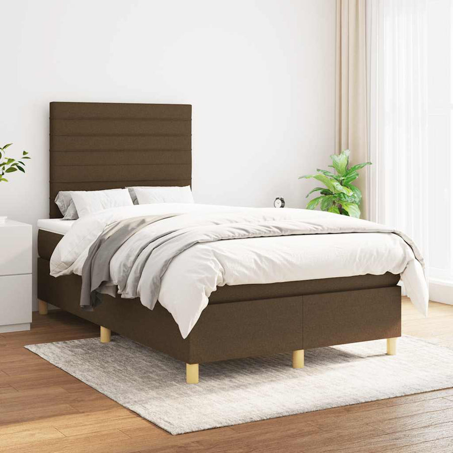 Boxspring Met Matras Stof 120 x 190 cm Donkerbruin