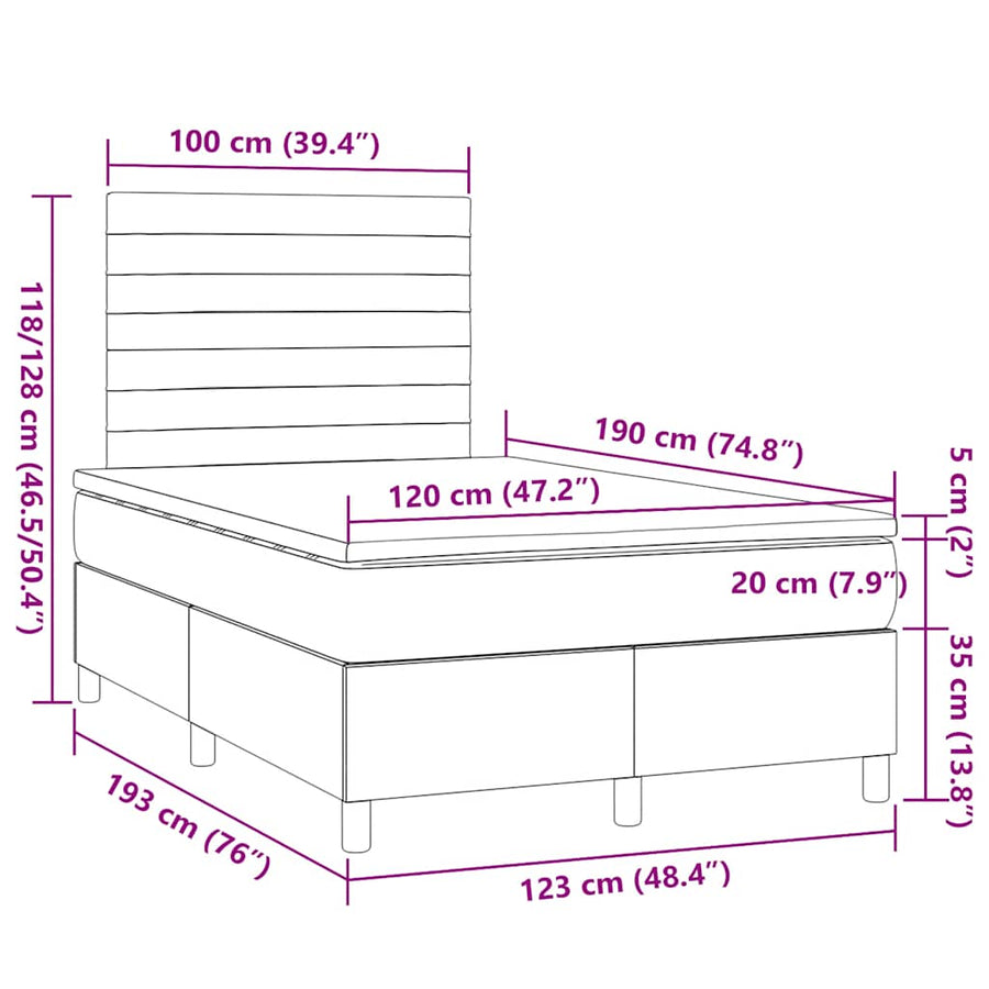 Boxspring Met Matras Stof Kleurig 120 x 190 cm Crème