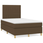 Box spring with mattress, dark brown fabric, 120x190 cm