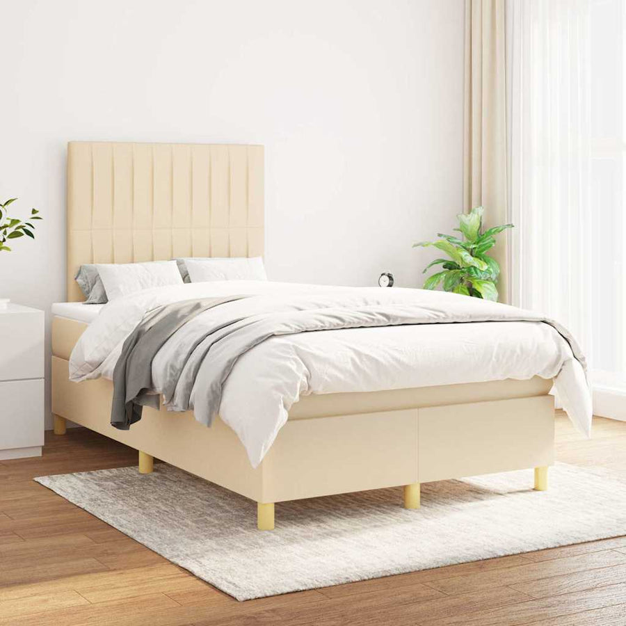 Boxspring Met Matras Stof Kleurig 120 x 190 cm Crème