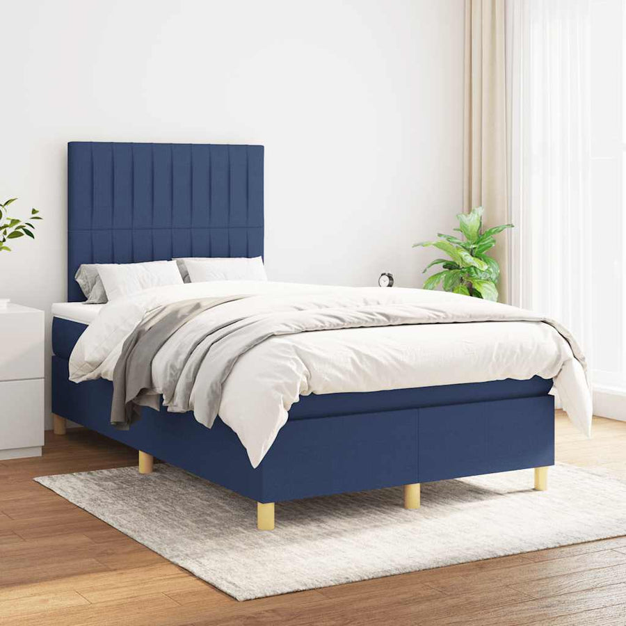 Boxspring Met Matras Stof 120 x 190 cm Blauw