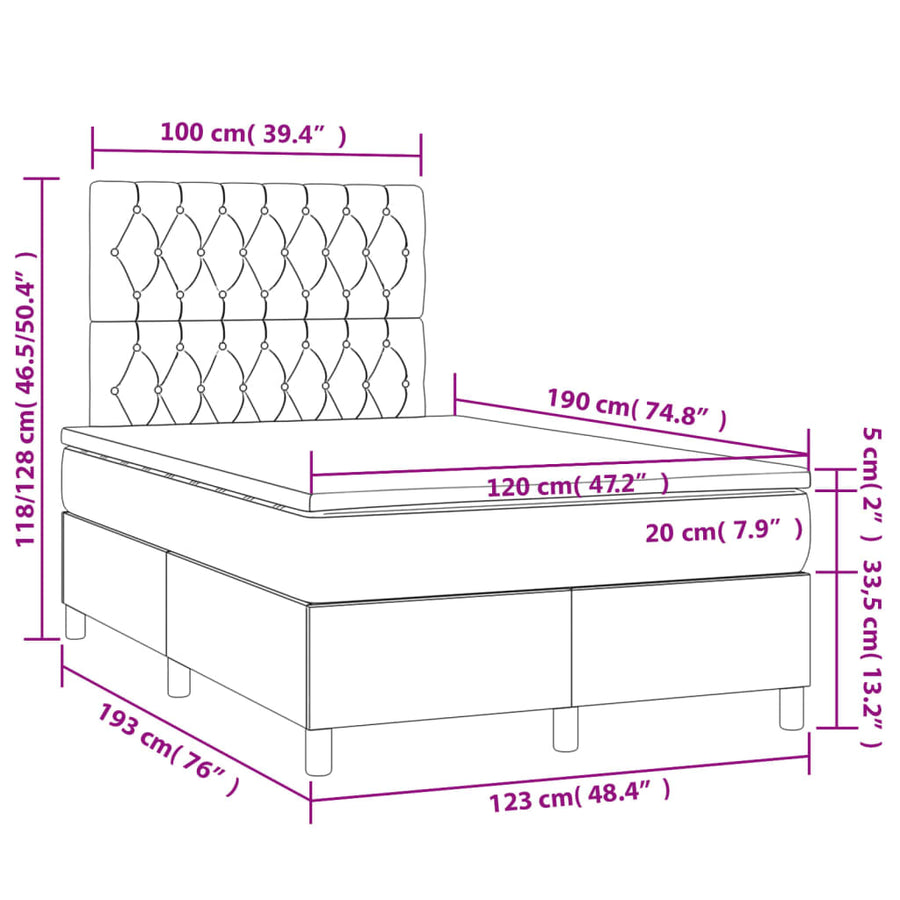 Boxspring Met Matras Stof Zwart 120X190 Cm