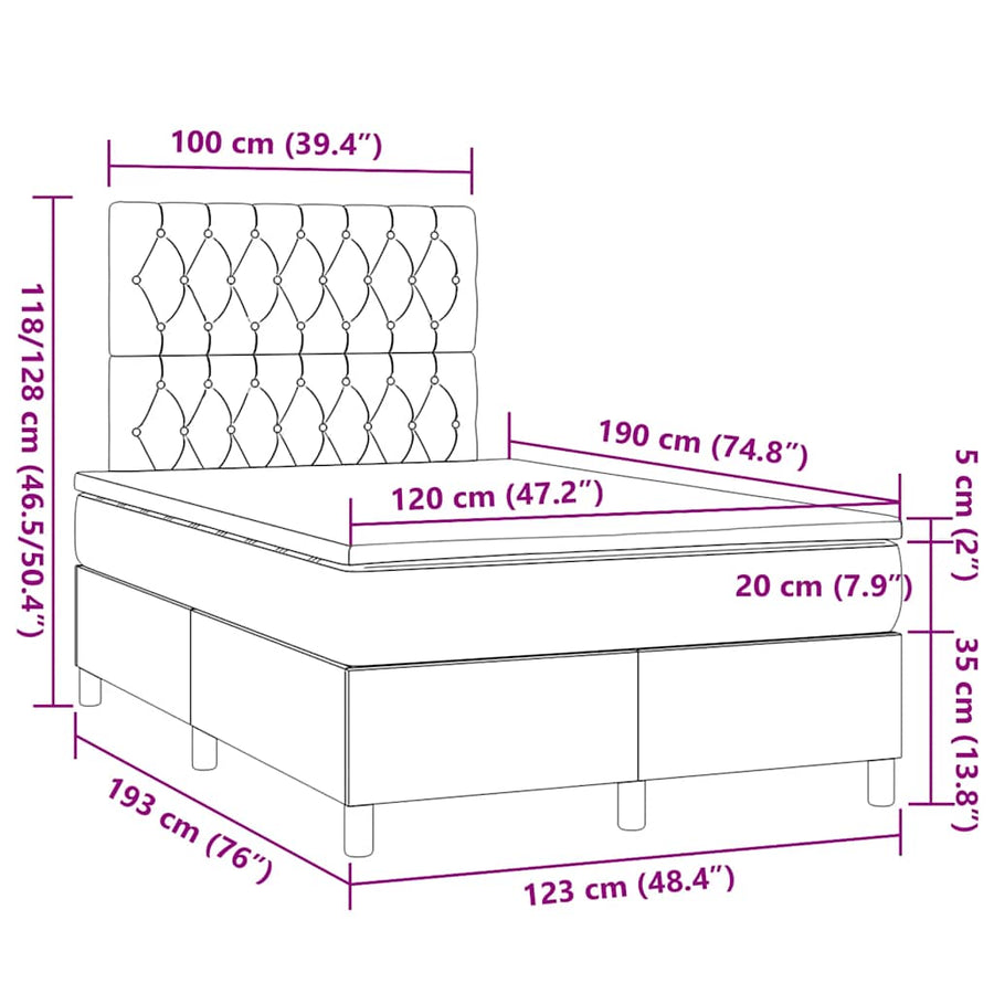 Boxspring Met Matras Stof Kleurig 120 x 190 cm Crème