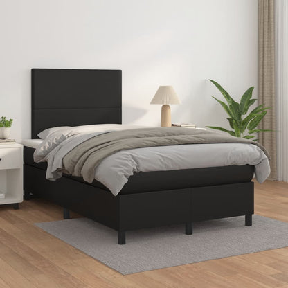 Boxspring Met Matras Kunstleer Zwart 120X190 Cm