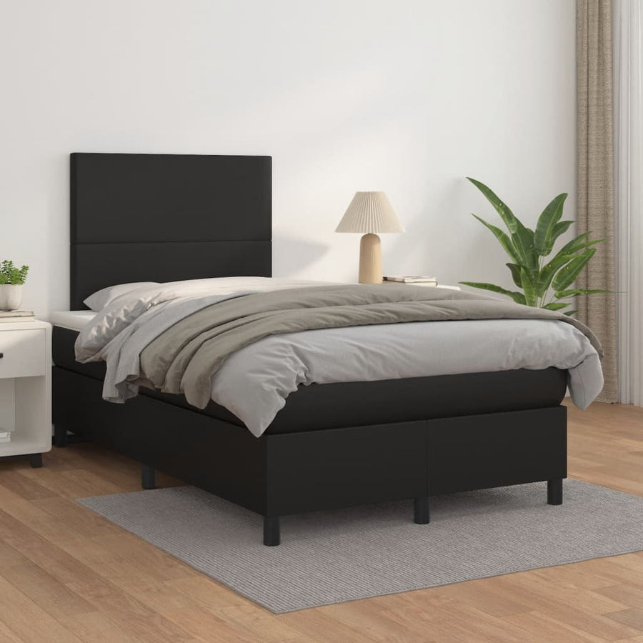 Boxspring Met Matras Kunstleer Zwart 120X190 Cm