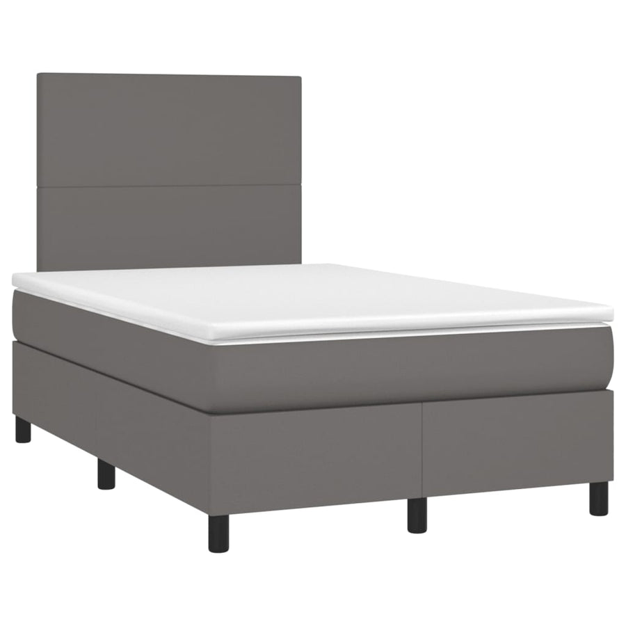 Boxspring met matras kunstleer grijs 120x190 cm