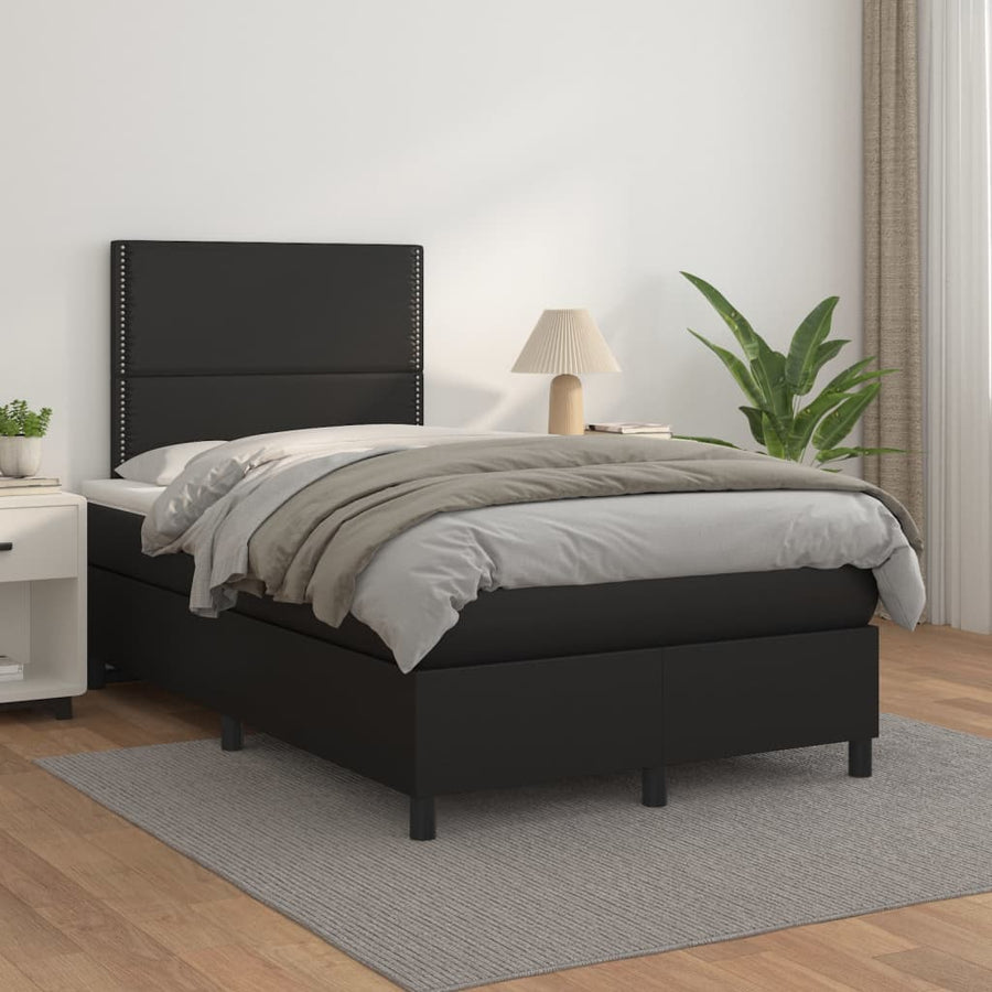 Boxspring Met Matras Kunstleer Zwart 120X190 Cm