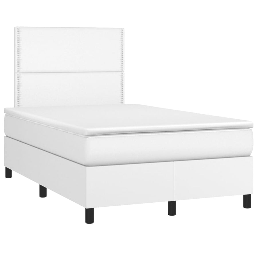 Boxspring Met Matras Kunstleer Wit 120X190 Cm