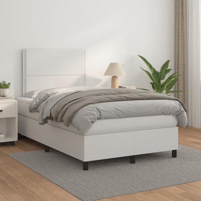 Boxspring Met Matras Kunstleer Wit 120X190 Cm