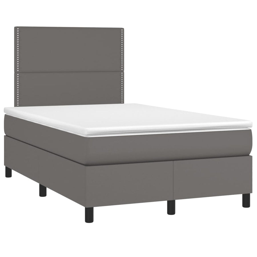 Boxspring Met Matras Kunstleer Grijs 120X190 Cm