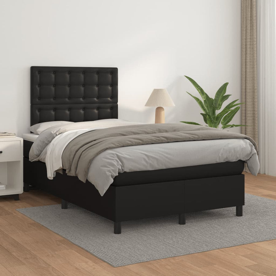 Boxspring Met Matras Kunstleer Zwart 120X190 Cm