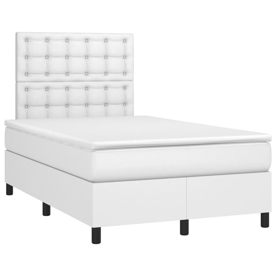 Boxspring Met Matras Kunstleer 120 x 190 cm Wit
