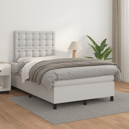 Boxspring Met Matras Kunstleer 120 x 190 cm Wit