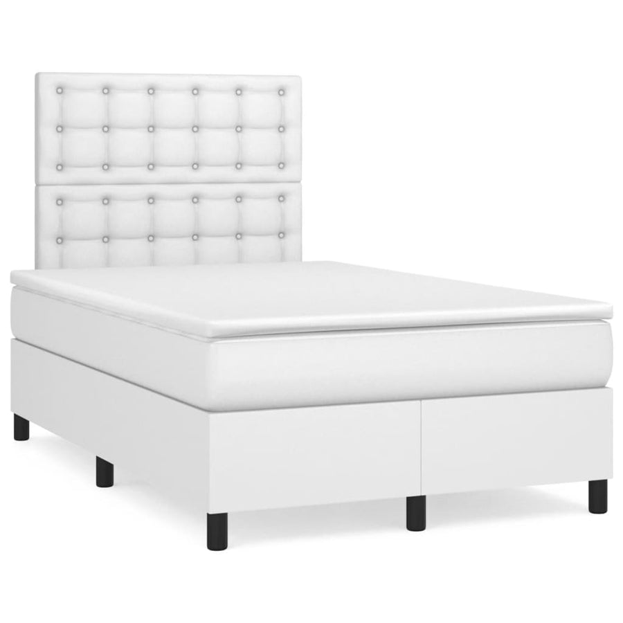 Boxspring Met Matras Kunstleer 120 x 190 cm Wit